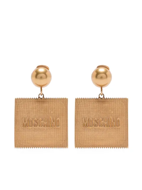 Moschino logo-embossed clip-on earrings