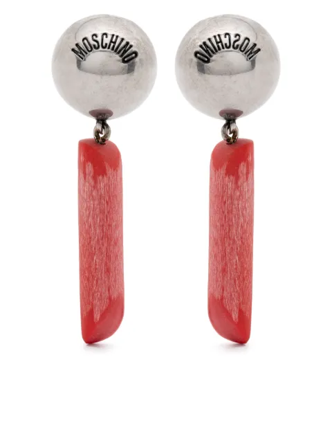 Moschino logo-engraved clip-on earrings