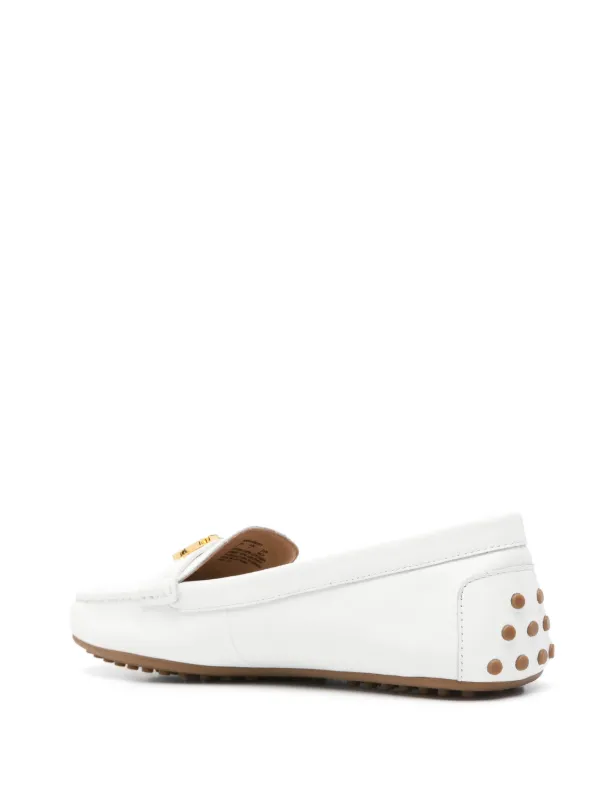 送料関税込み☆LAUREN RALPH LAUREN ロゴ レザー モカシン Lauren Ralph Lauren logo-plaque Loafers | White | FARFETCH