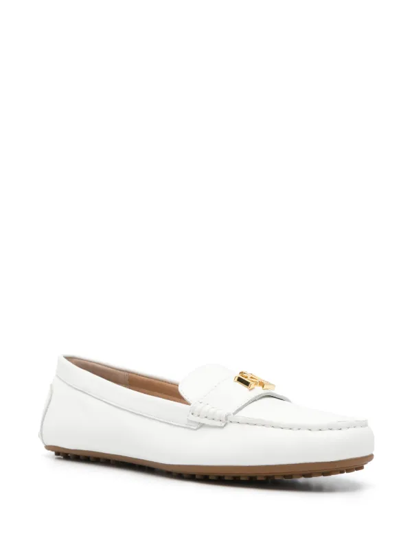 送料関税込み☆LAUREN RALPH LAUREN ロゴ レザー モカシン Lauren Ralph Lauren logo-plaque Loafers | White | FARFETCH