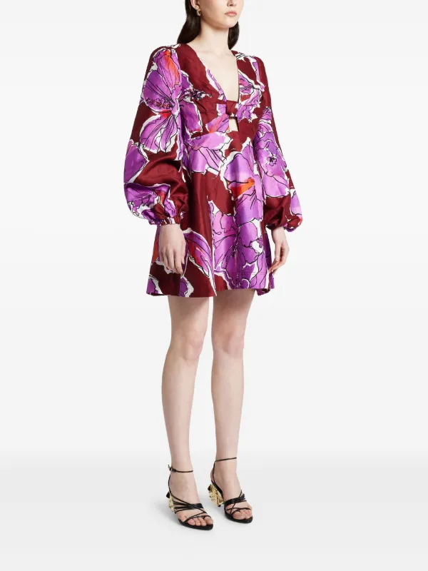 aje floral mini dress Aje Chromatic Mini Dress | Floral/Green | Size 12
