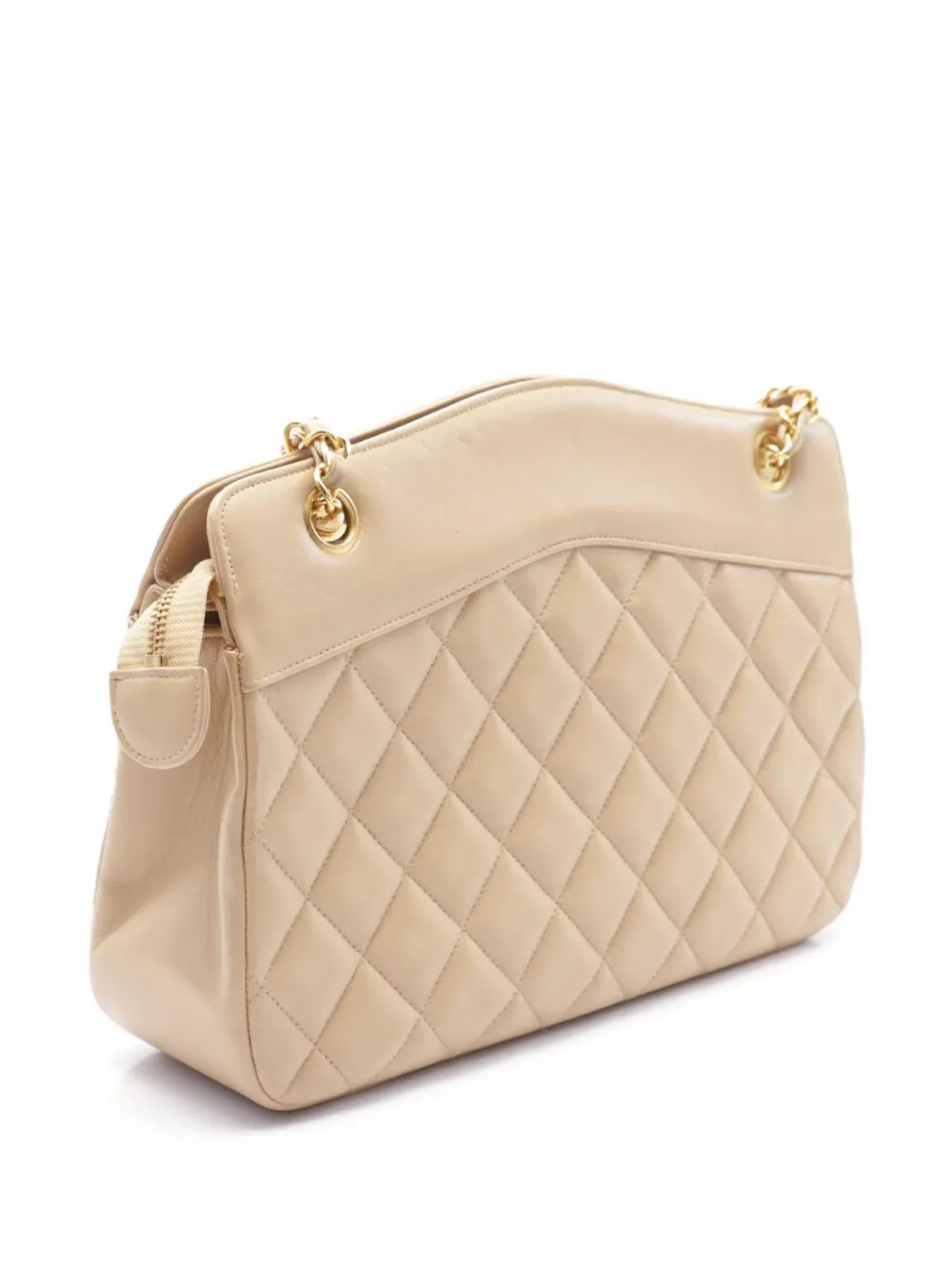 CHANEL Pre-Owned 1989-1991 quilted chain shoulder bag - Beige