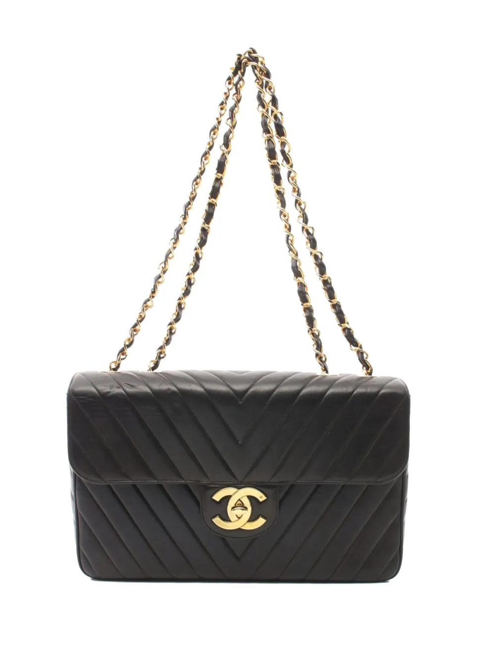 CHANEL Pre-Owned شنطة كتف 'V ستيتش' بتصميم مبطن 1991-1994 | أسود | Image 1