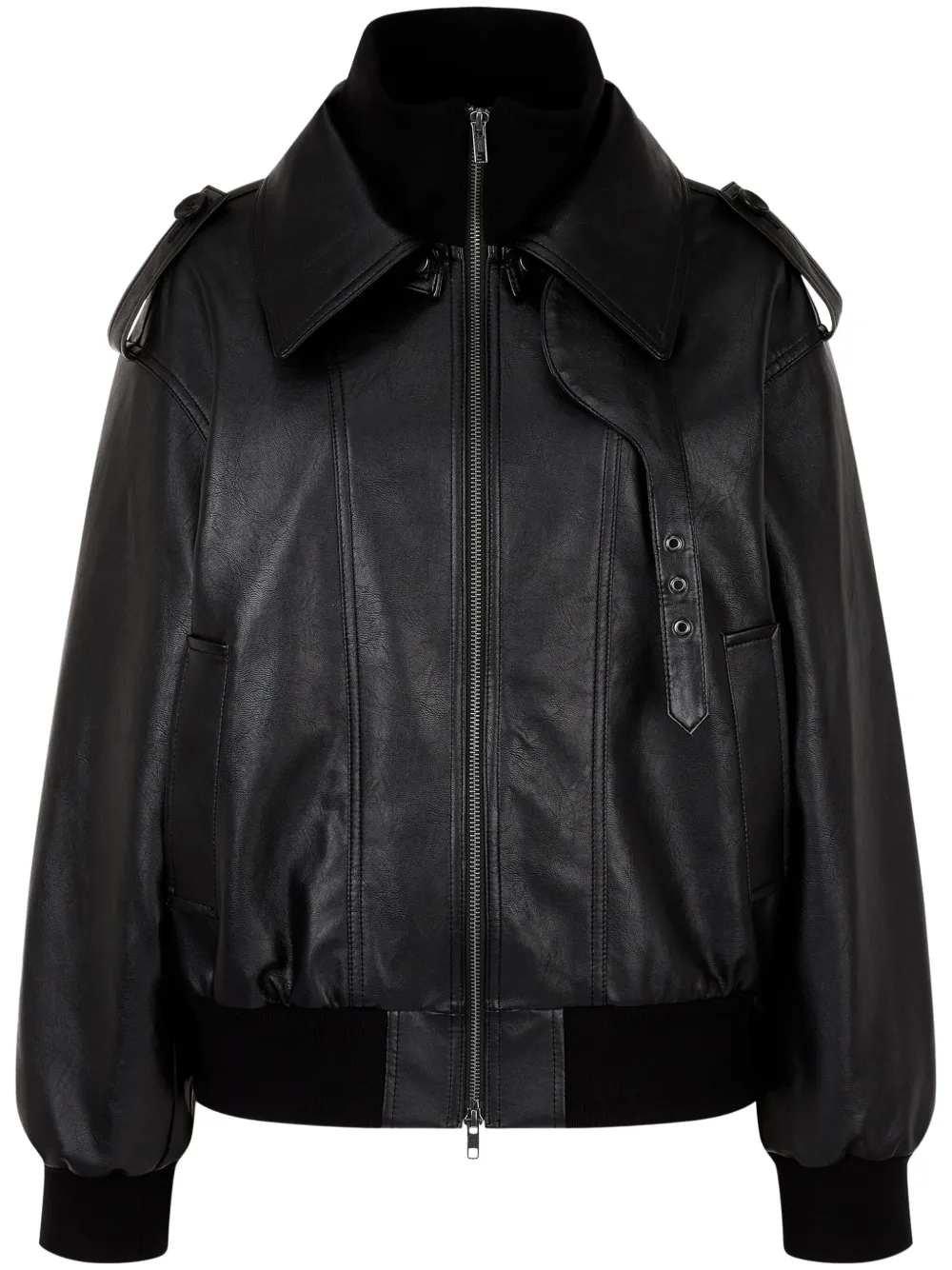 faux-leather bomber jacket