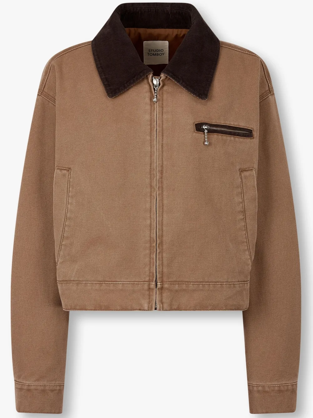 Studio Tomboy Corduroy-collar Cropped Jacket In 中性色