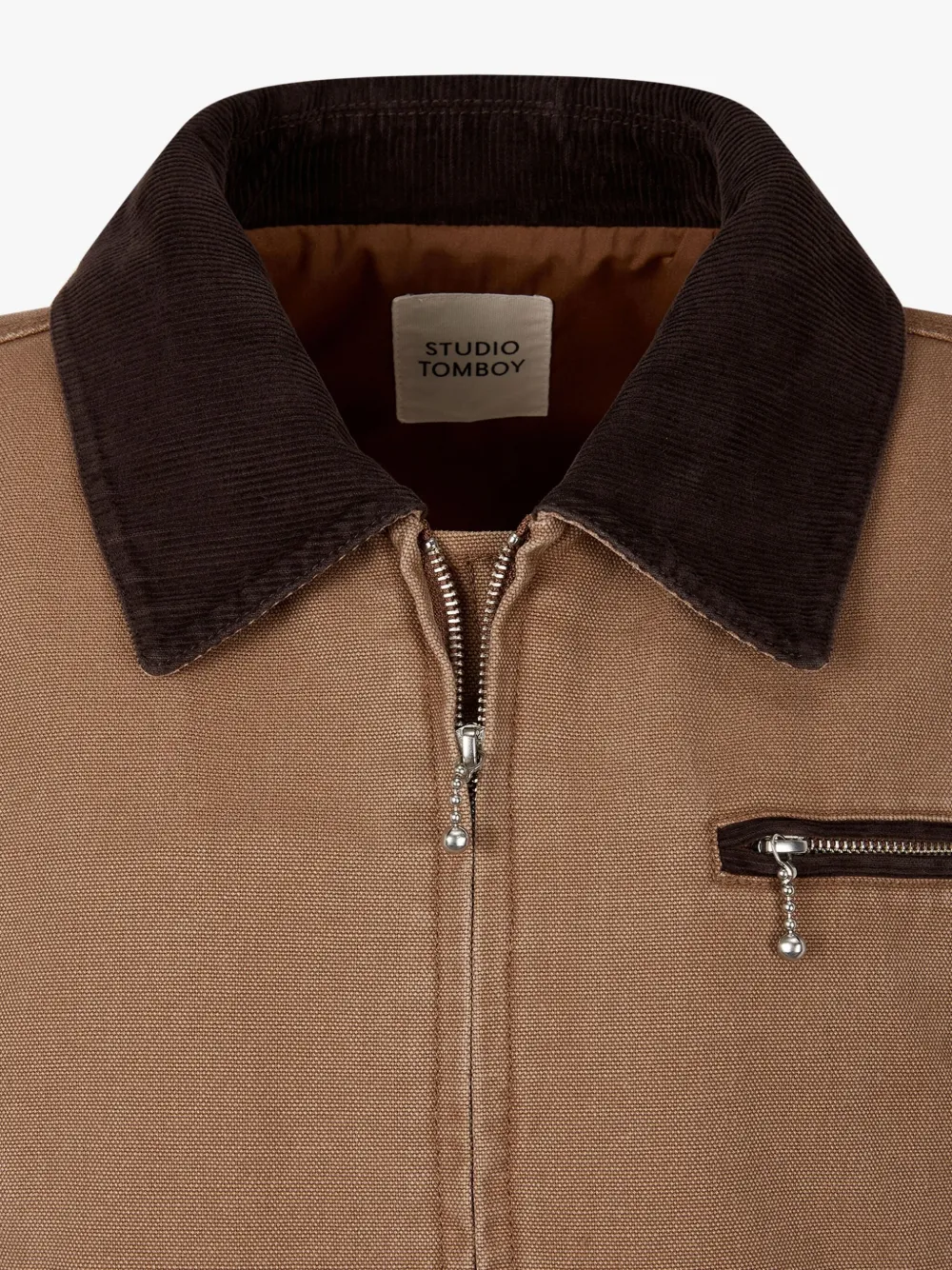 STUDIO TOMBOY Jack met ribfluwelen kraag Beige