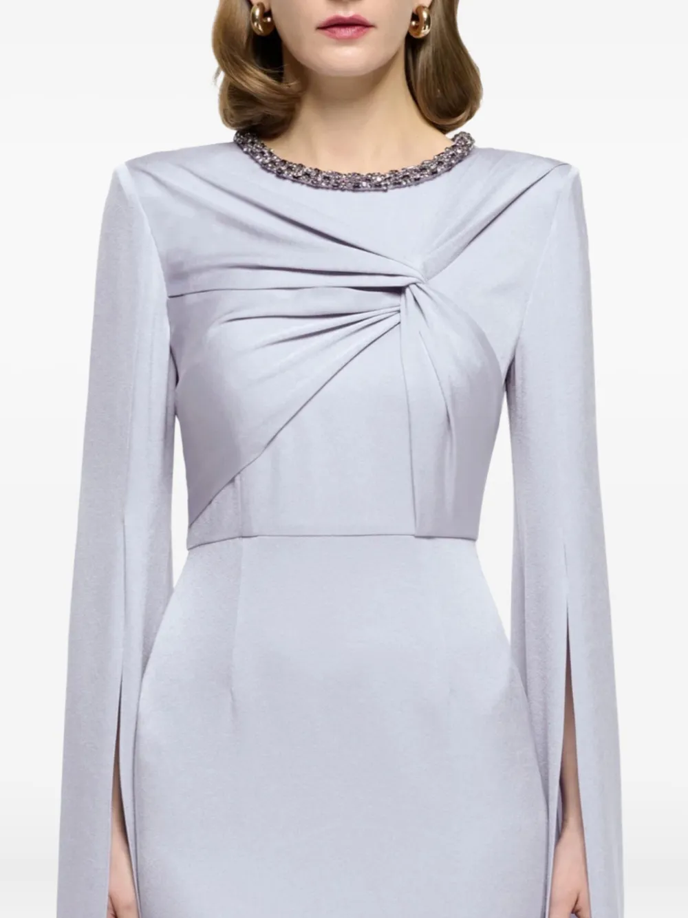 Roland Mouret Avondjurk met capemouwen Paars