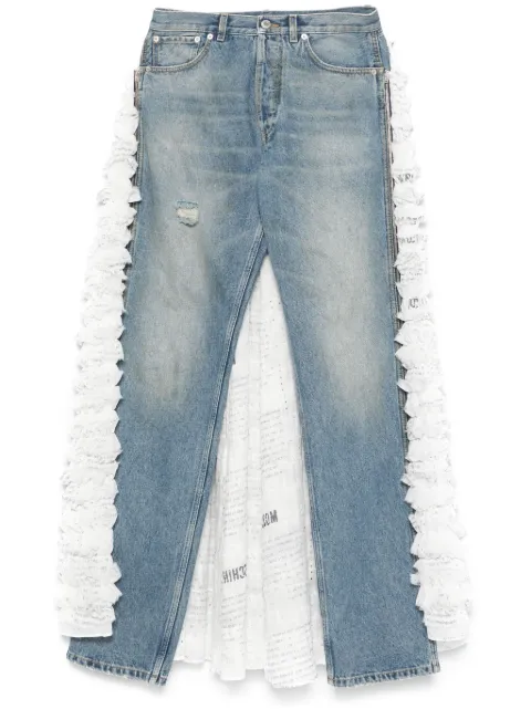 Moschino ruffled-train jeans