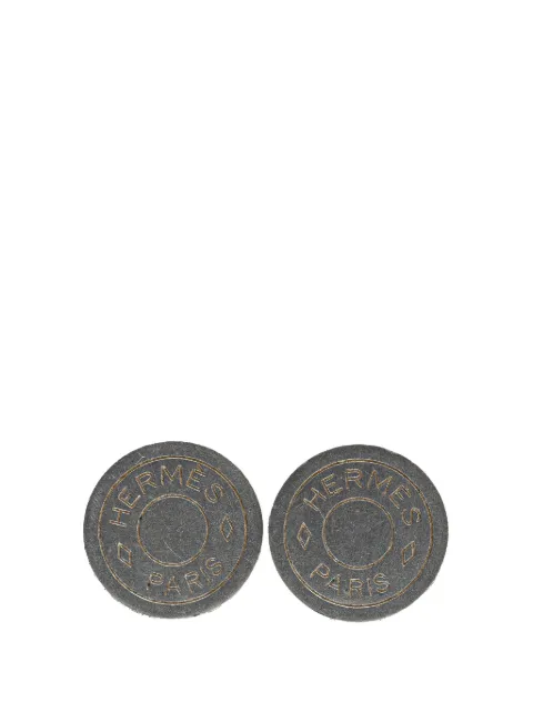 Hermès Pre-Owned aretes 20th Century Palladium Plated Bijouterie Fantaisie Clou De Selle Clip On Earrings