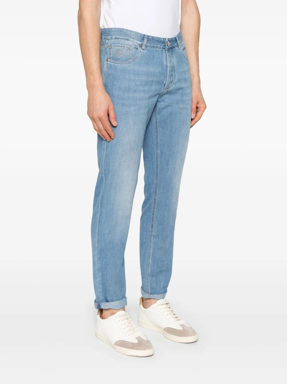 Brunello Cucinelli Jeans met cuffs C1470 DENIM CHIARO