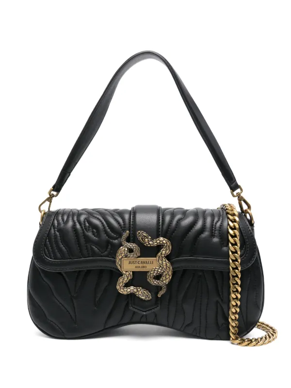 ショルダーバッグ・ポシェット Roberto Cavalli FW25 SHOULDER BAG (SKB112 PZ172 05051) Shoulder bag with Monogram Mirror Snake in Black for Women