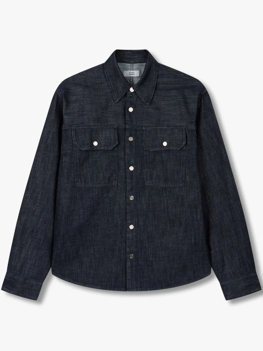 Studio Tomboy Two-pocket Denim Shirt In Blue