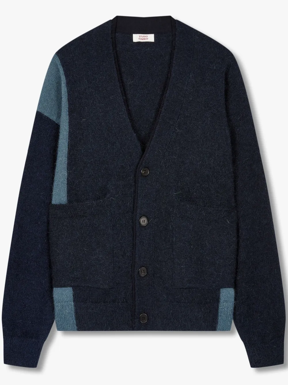 Studio Tomboy Colour-block Cardigan In Blue