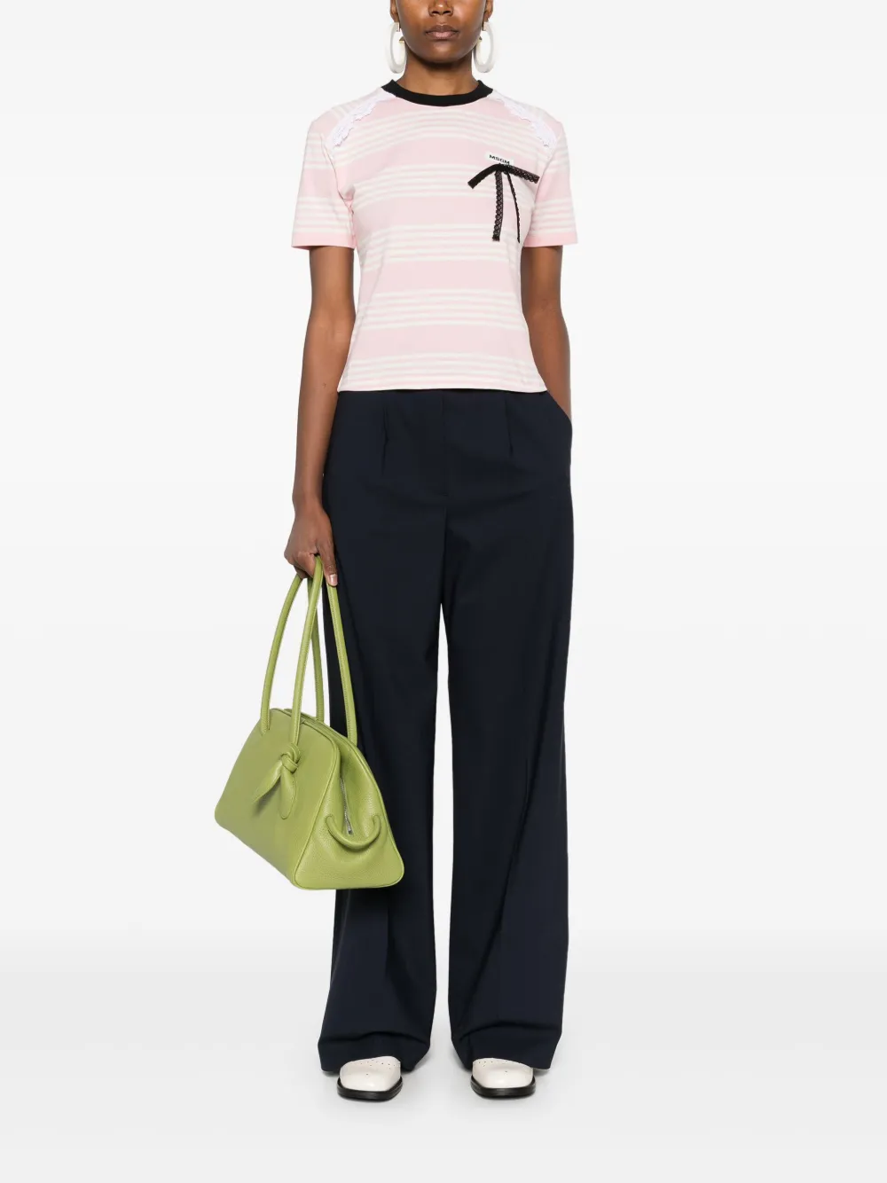 MSGM Gestreept T-shirt - Roze