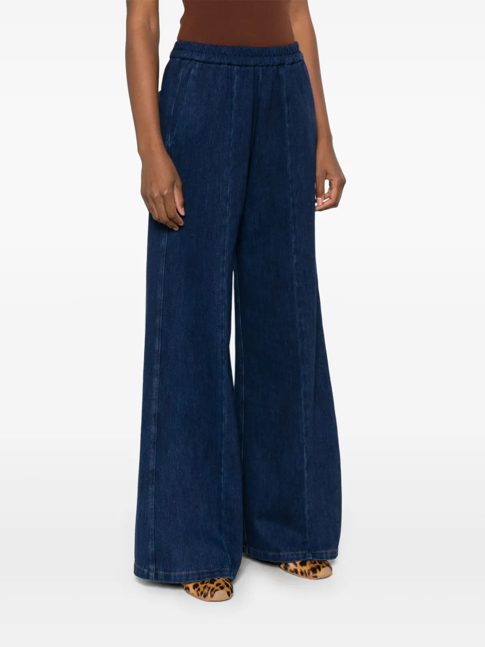 Shop Forte Forte Palazzo Trousers In Blue