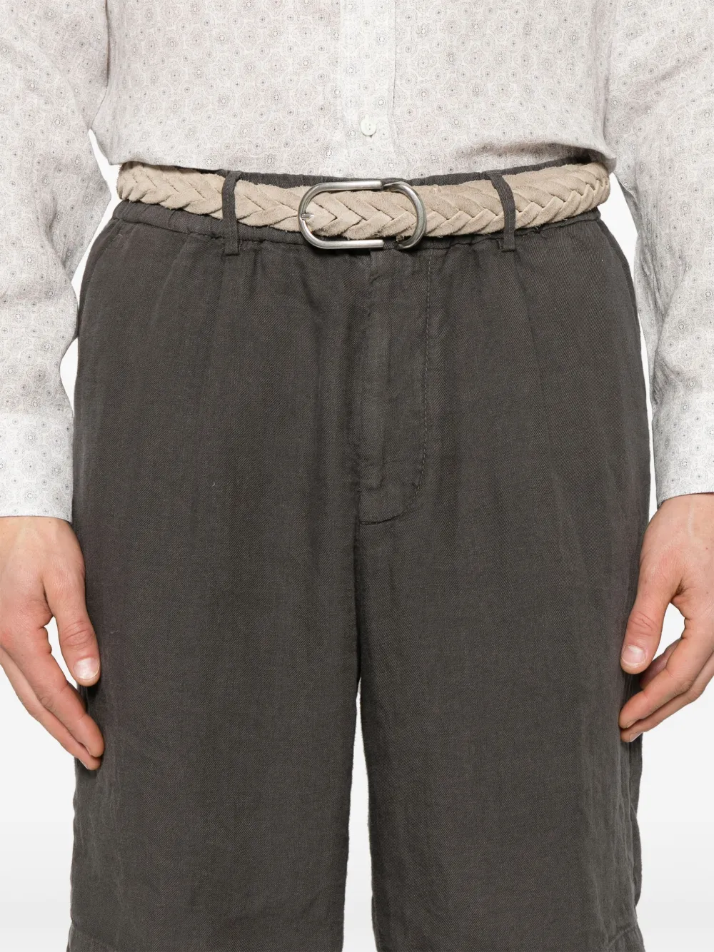 Shop Brunello Cucinelli Linen Shorts In Brown