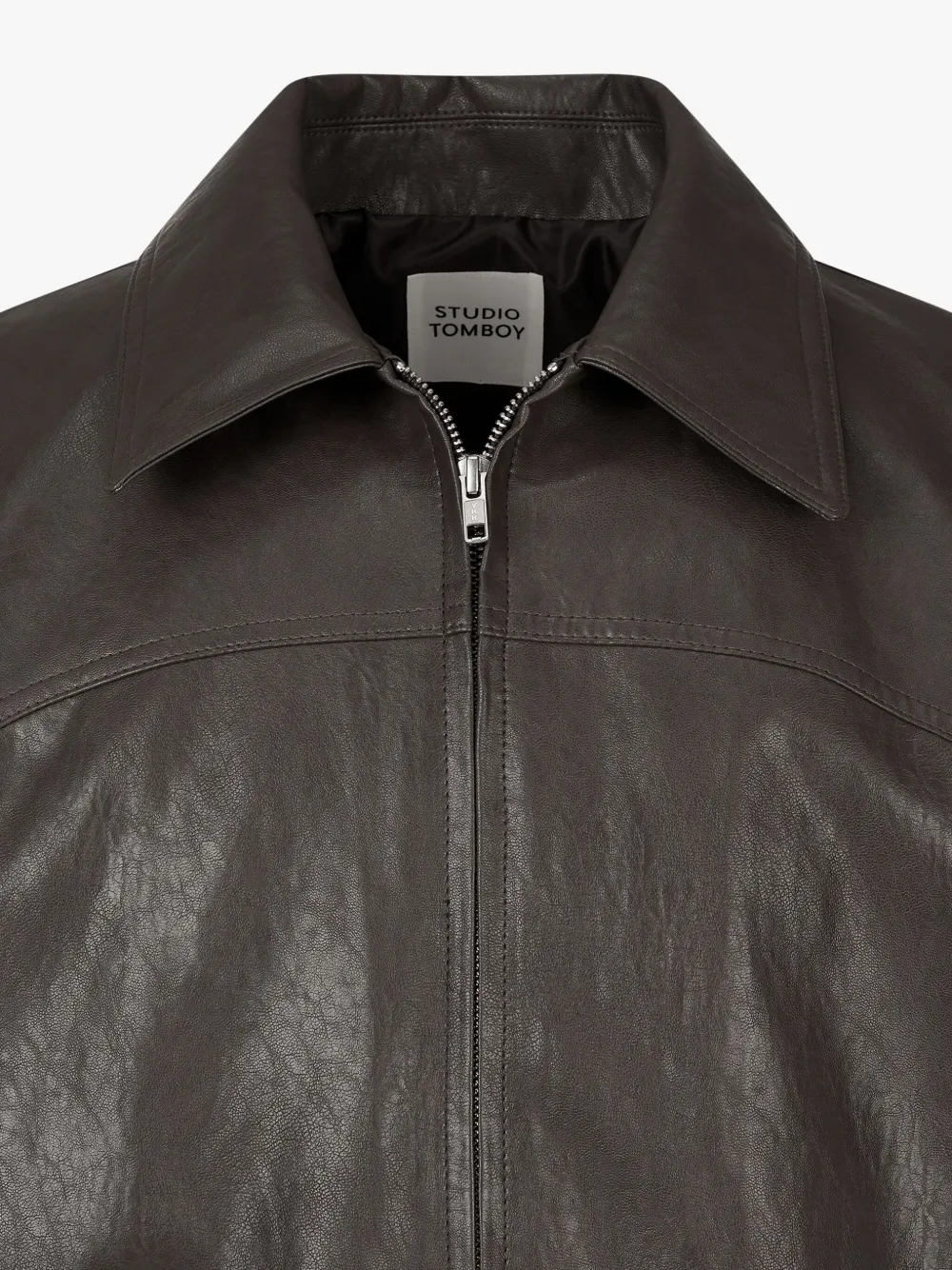 Studio Tomboy Faux-leather Bomber Jacket In 褐色