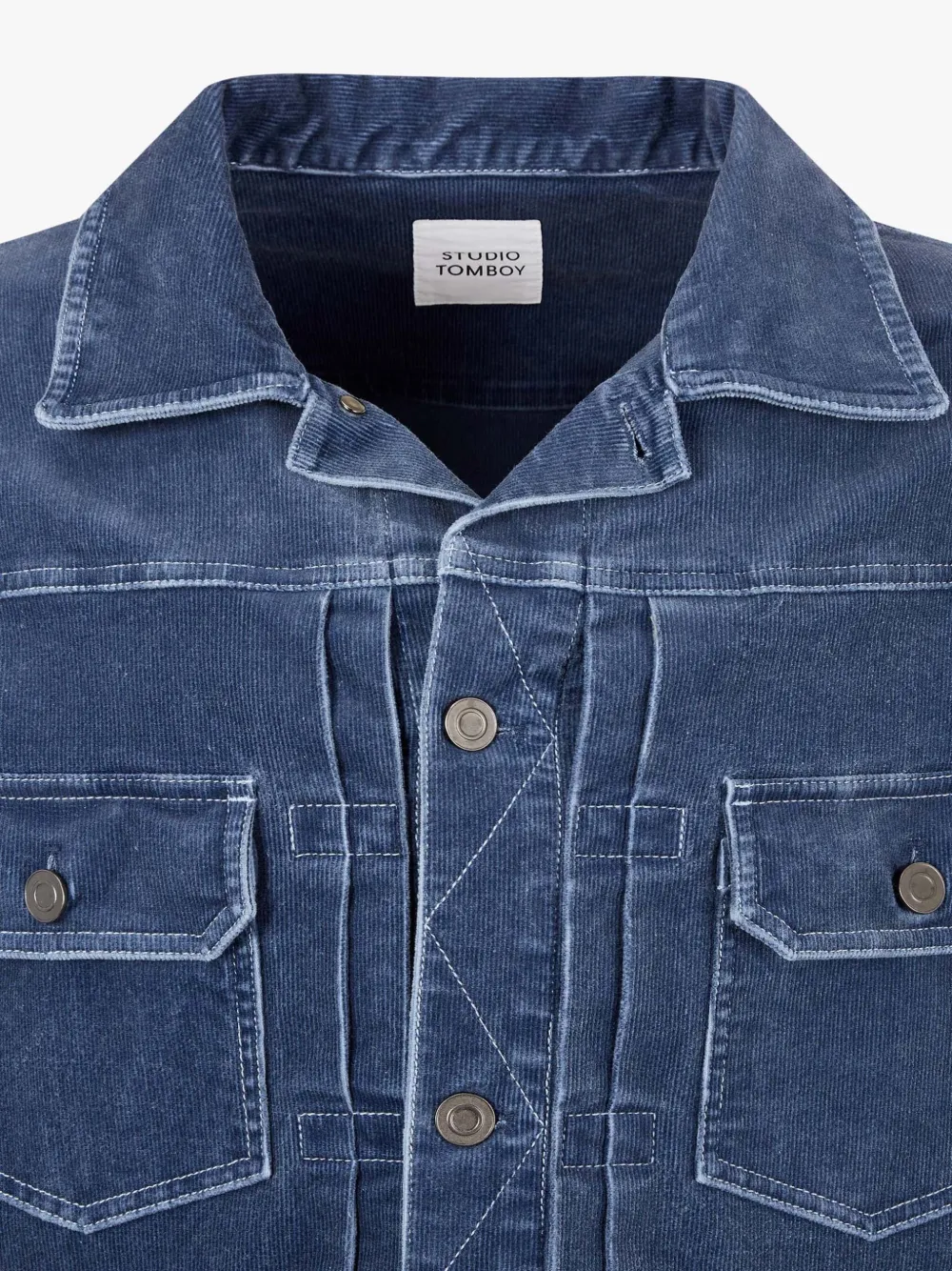 STUDIO TOMBOY Ribfluwelen shirtjack Blauw