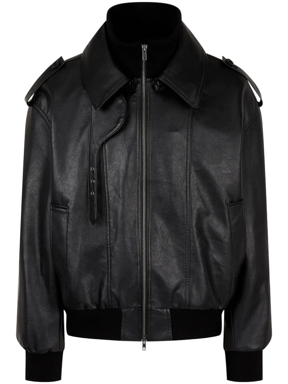 faux-leather bomber jacket