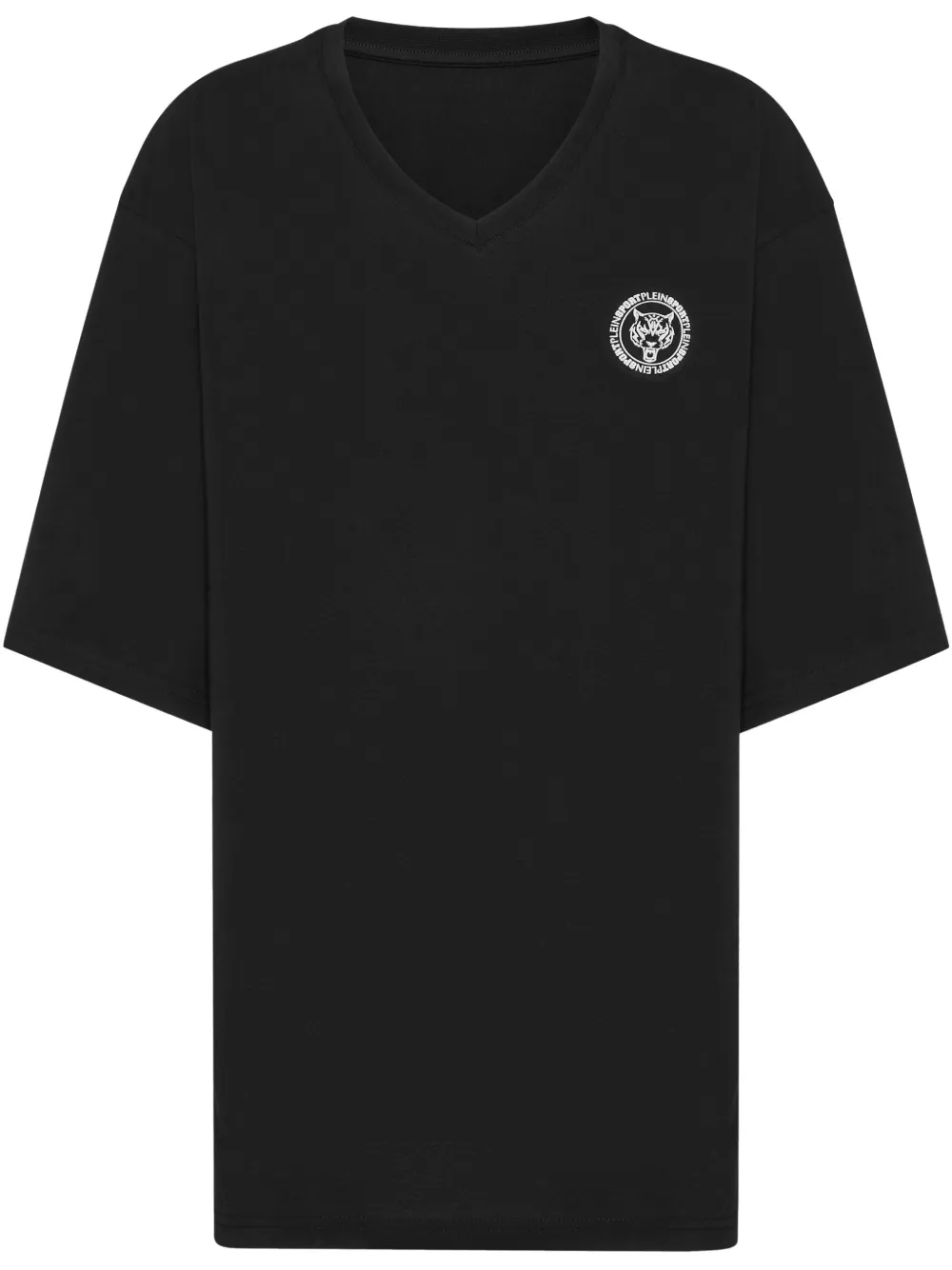 Plein Sport T-shirt met V-hals Zwart