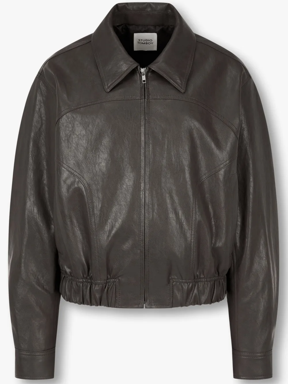Studio Tomboy Faux-leather Bomber Jacket In 褐色