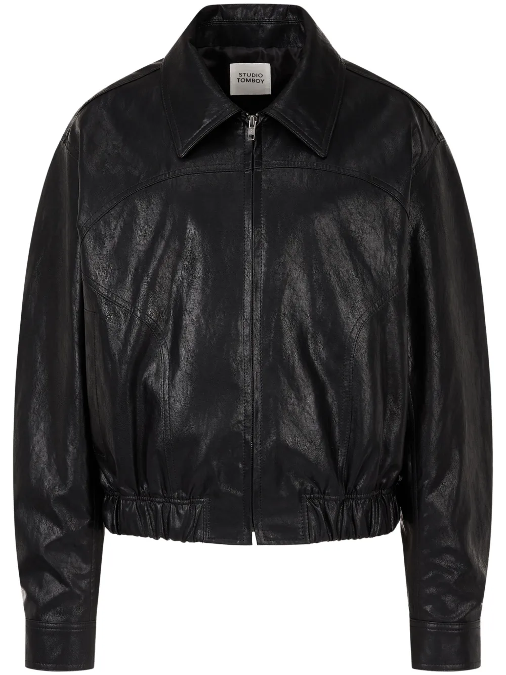 STUDIO TOMBOY Bomberjack van imitatieleer BLACK