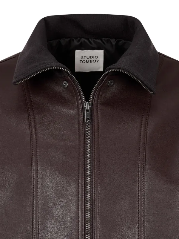 STUDIO TOMBOY faux-leather Bomber Jacket | Brown | FARFETCH