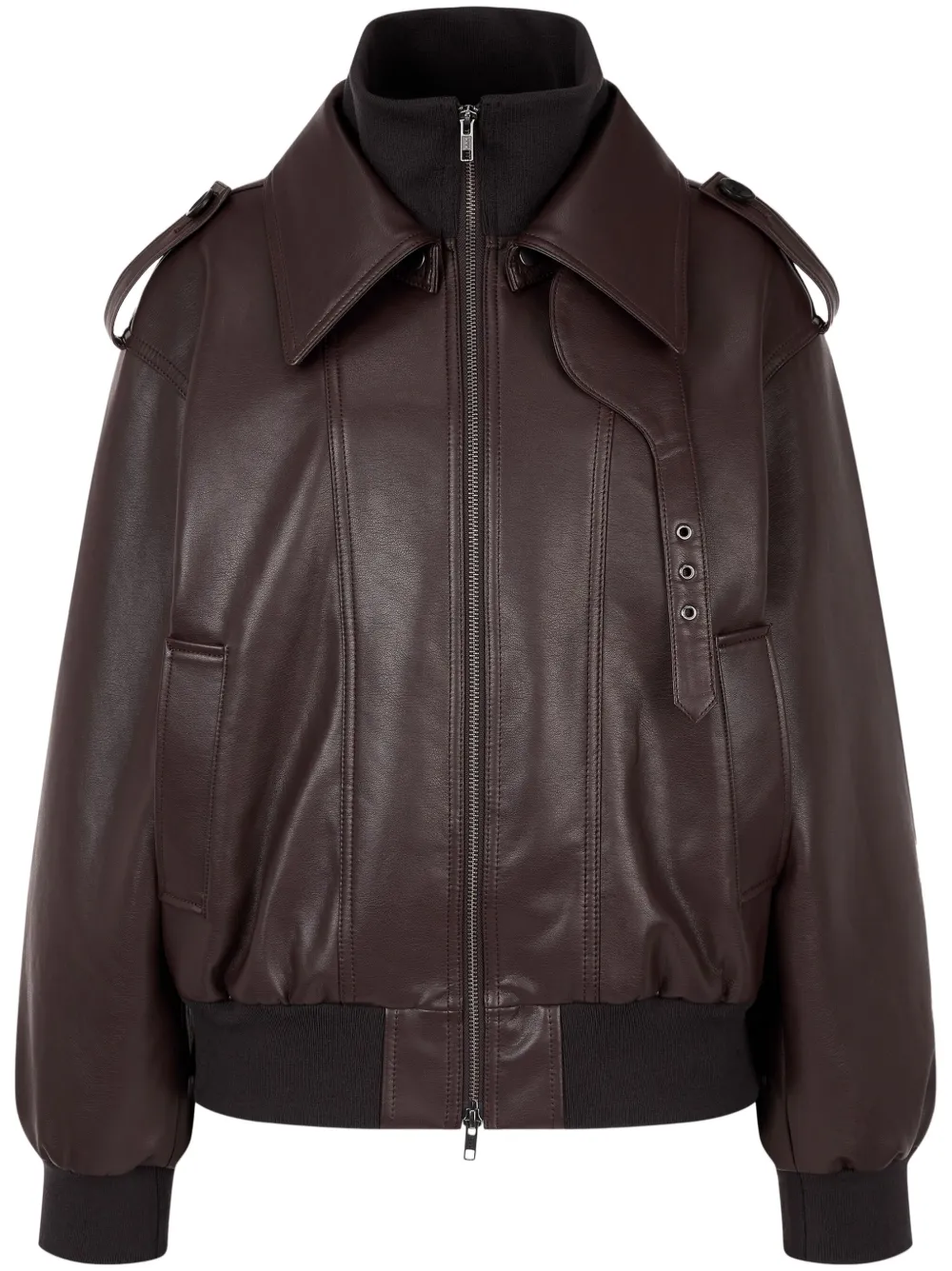 faux-leather bomber jacket