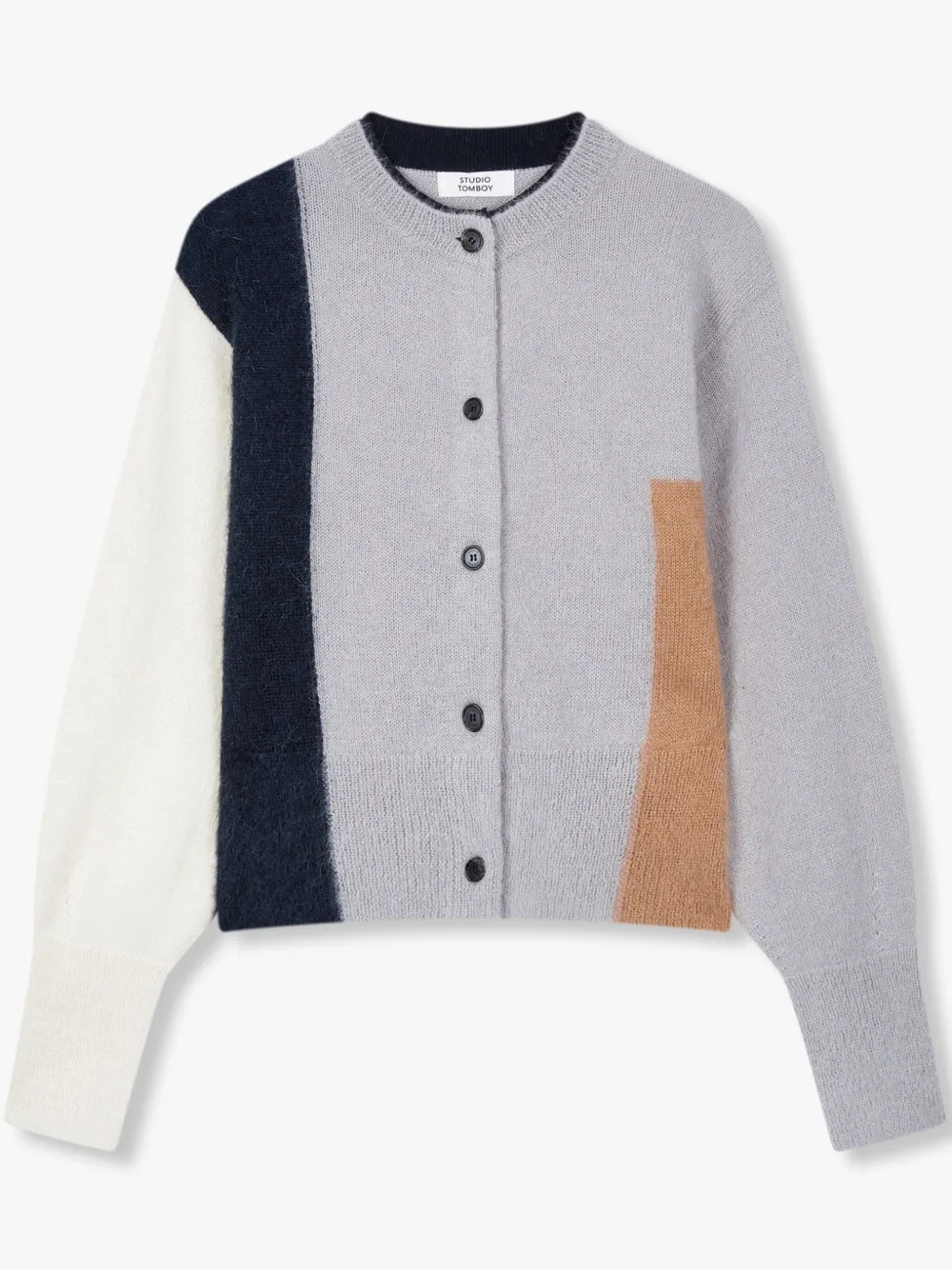 Studio Tomboy Colour-block Cardigan In Grey