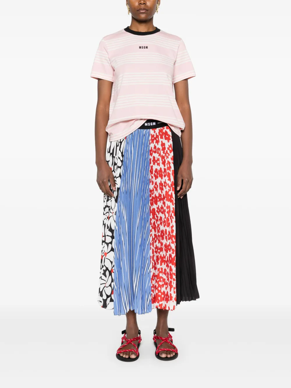 MSGM Gestreept T-shirt - Roze