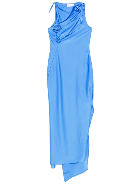 Coperni vestido asimétrico largo con aplique floral