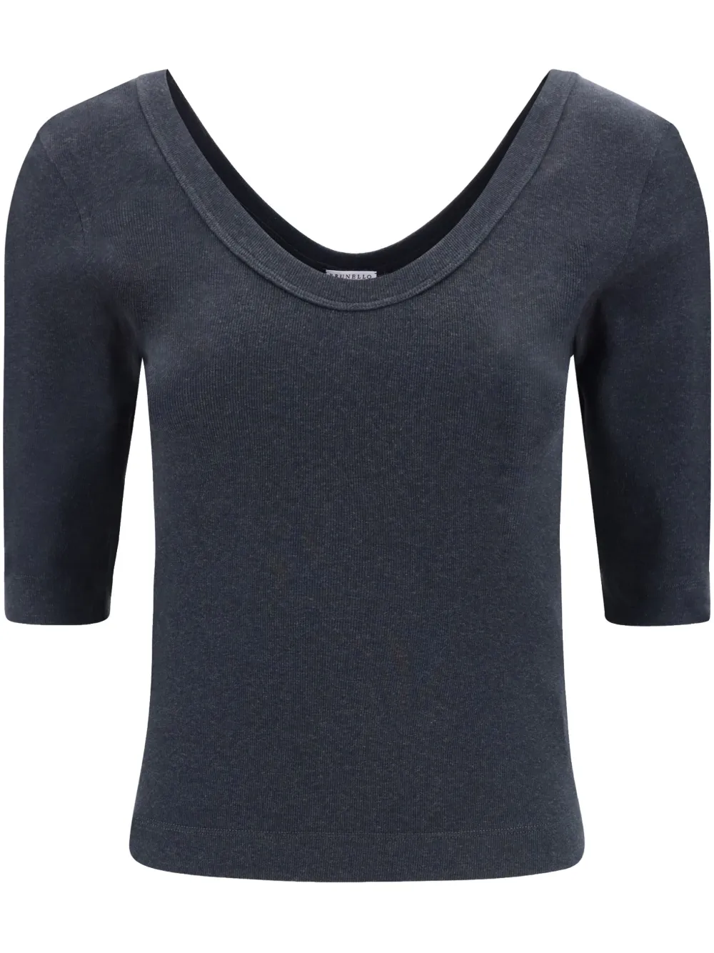 Brunello Cucinelli Fijngeribbeld T-shirt Grijs