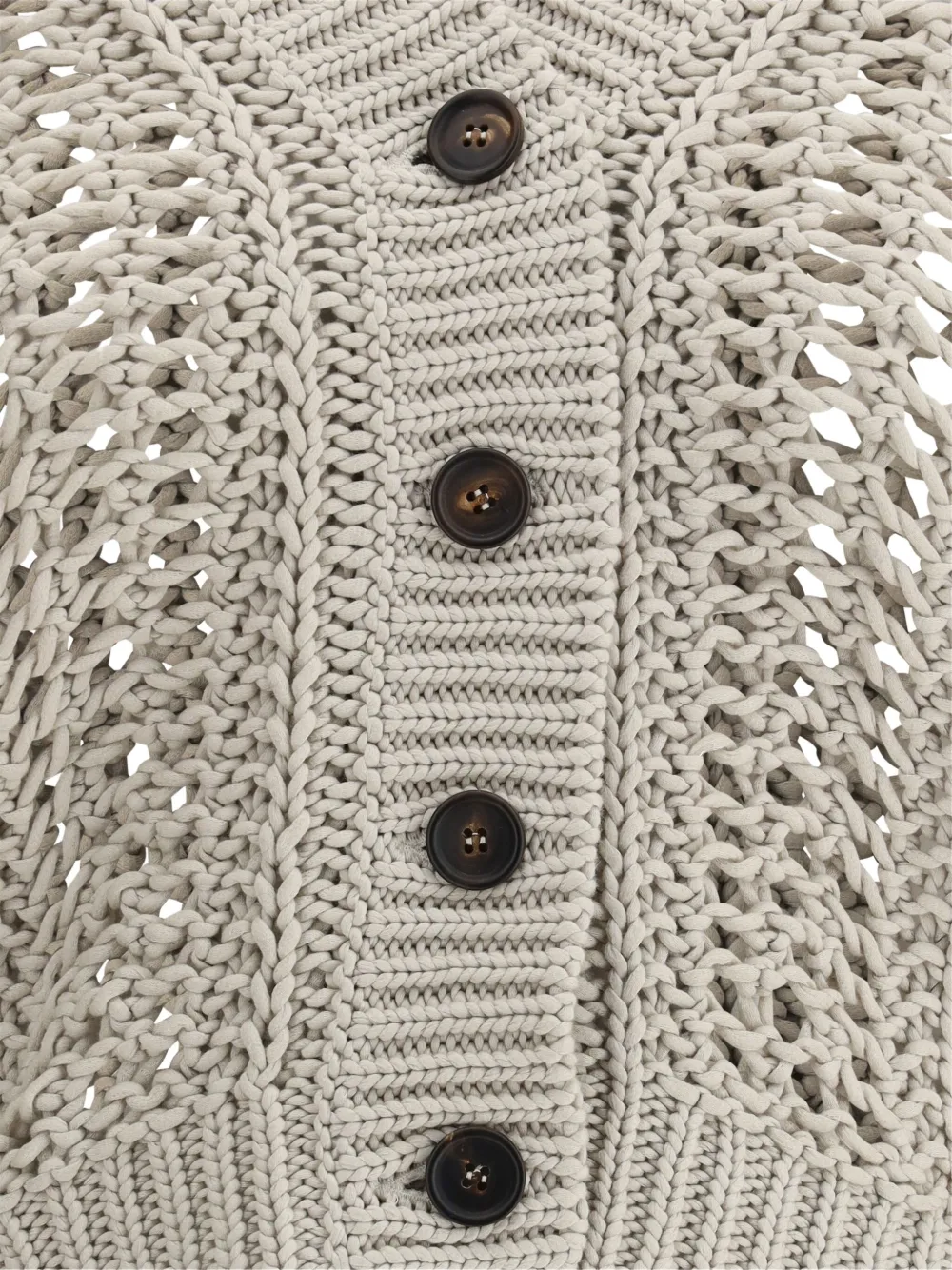 Brunello Cucinelli Cardigan In Perforated Women's Knit In Neutrals
