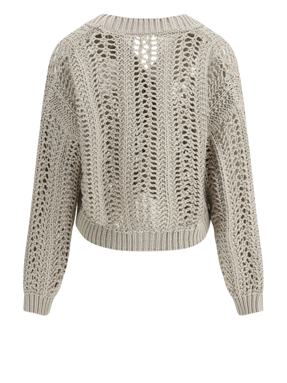 Brunello Cucinelli Cardigan In Perforated Women's Knit In Neutrals