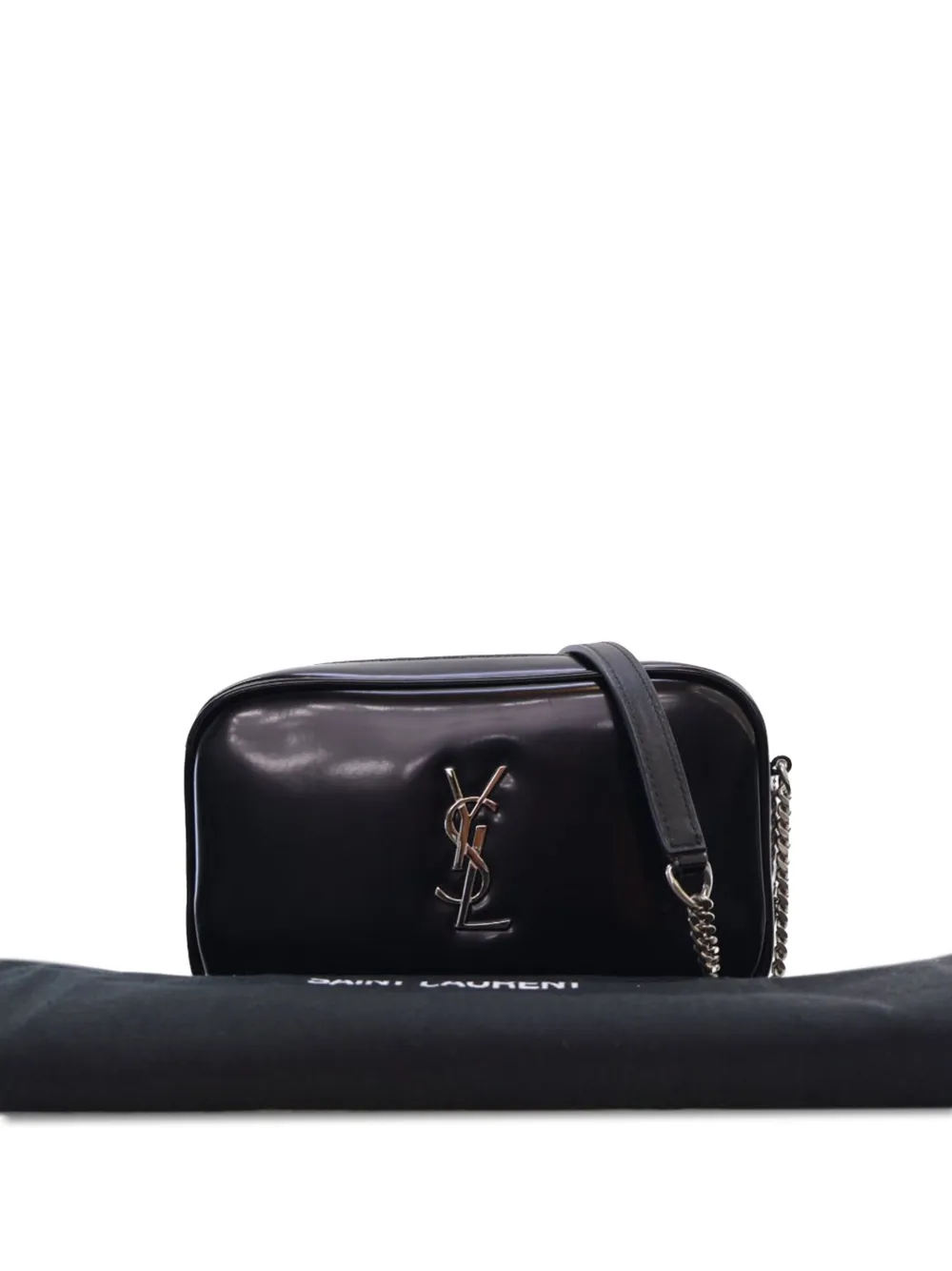 Saint Laurent Pre-Owned 2023 Mini Lou Camera Bag crossbodytas van glanzend kalfsleer - Zwart