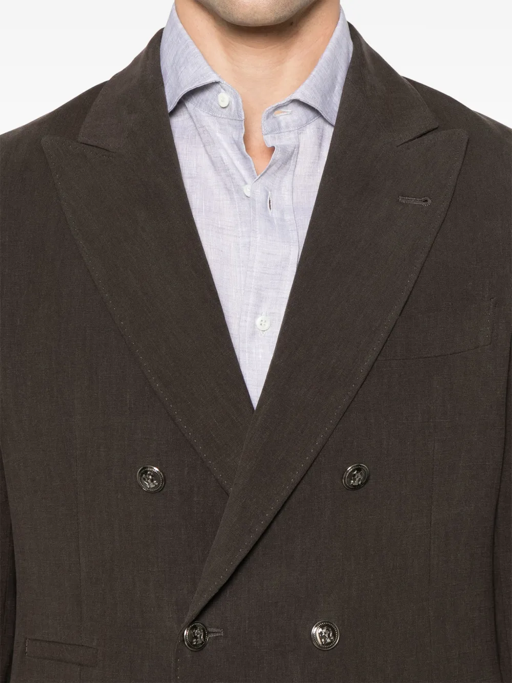 Shop Brunello Cucinelli Linen Blazer In Brown