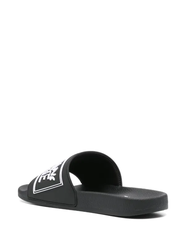 VERSACE JEANS COUTURE ロゴ プリント サンダル /ブラック Logo Slides Black,Print | VERSACE US