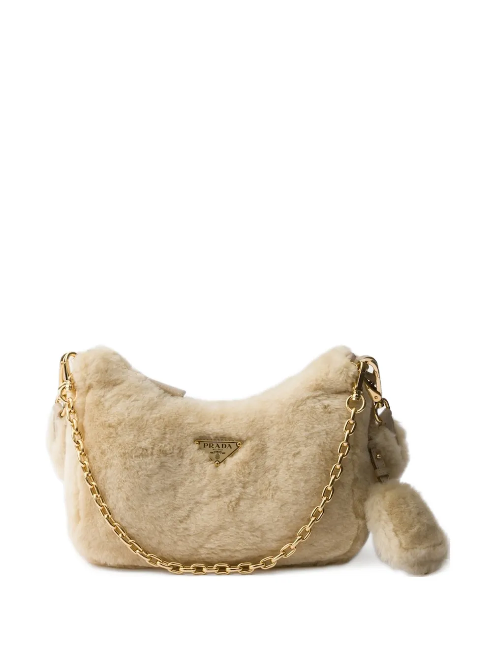 Prada Re-Edition shearling mini bag - Nude
