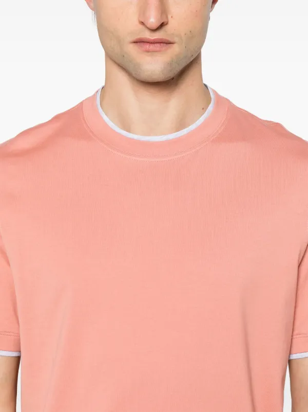 BRUNELLO CUCINELLI Tシャツ オレンジ×グレー Lサイズ相当 Brunello Cucinelli コットン Tシャツ | オレンジ | FARFETCH JP
