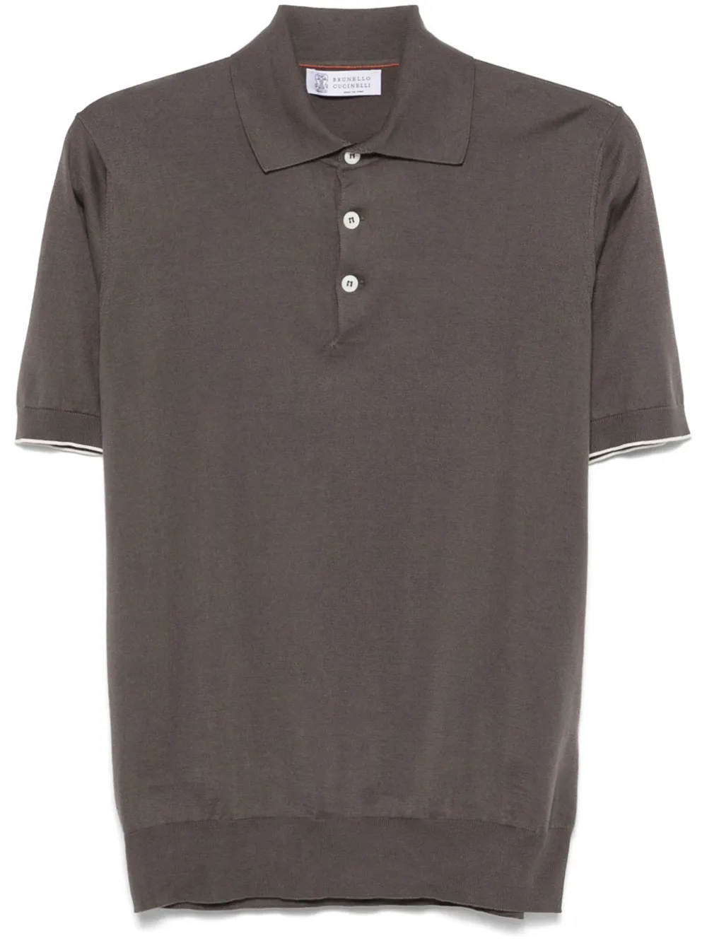 Brunello Cucinelli Fijngebreid poloshirt Bruin