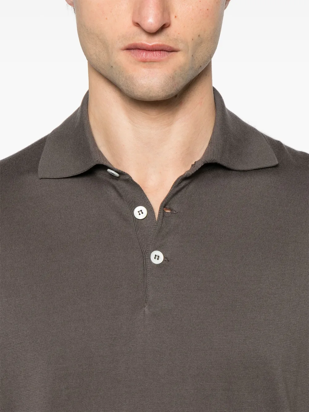Brunello Cucinelli Fijngebreid poloshirt Bruin