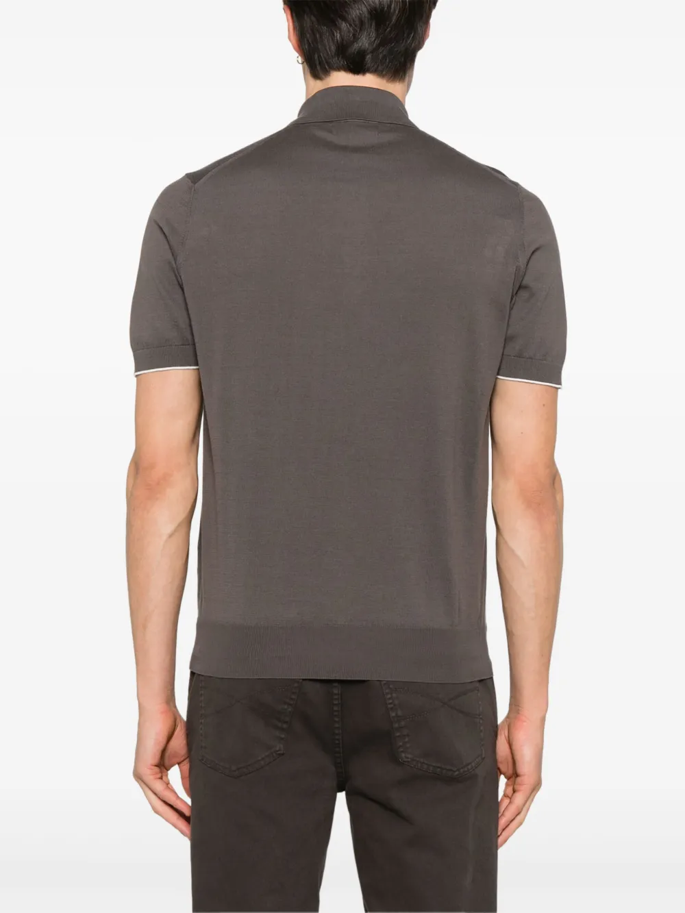 Brunello Cucinelli Fijngebreid poloshirt Bruin