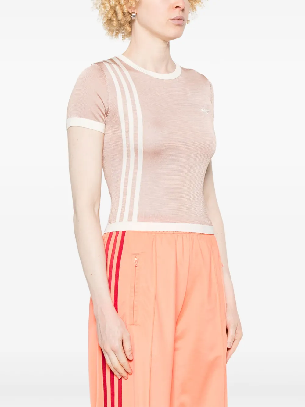 adidas 3-Stripes gebreid T-shirt Beige