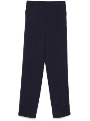 Giorgio Armani pleat-detailing Linen Trousers | Blue | FARFETCH