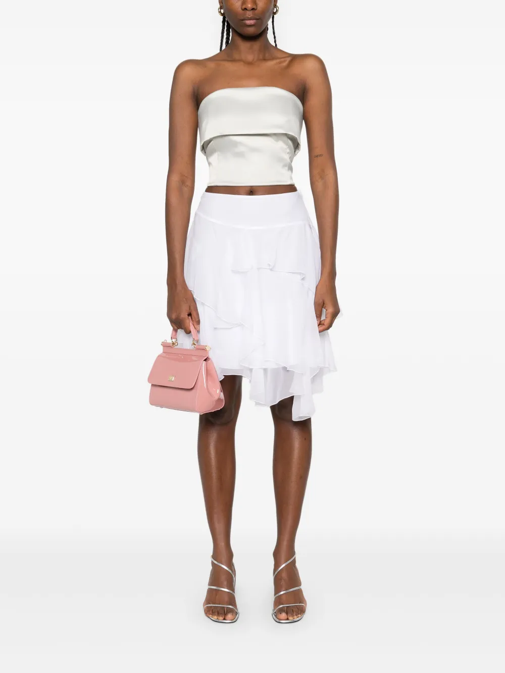 Alberta Ferretti Chiffon mini-rok - Wit