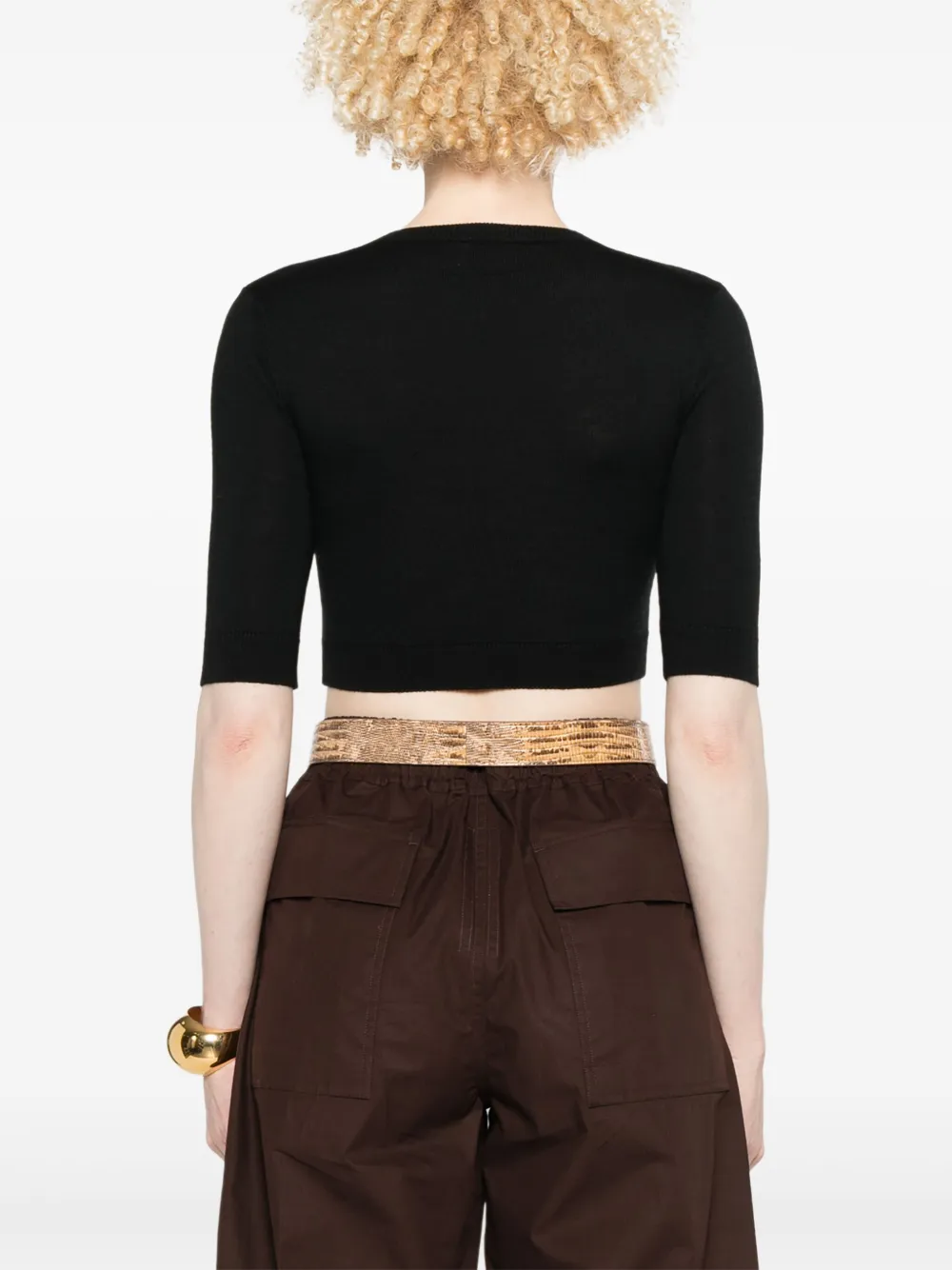 Saint Laurent Wollen cropped top Zwart