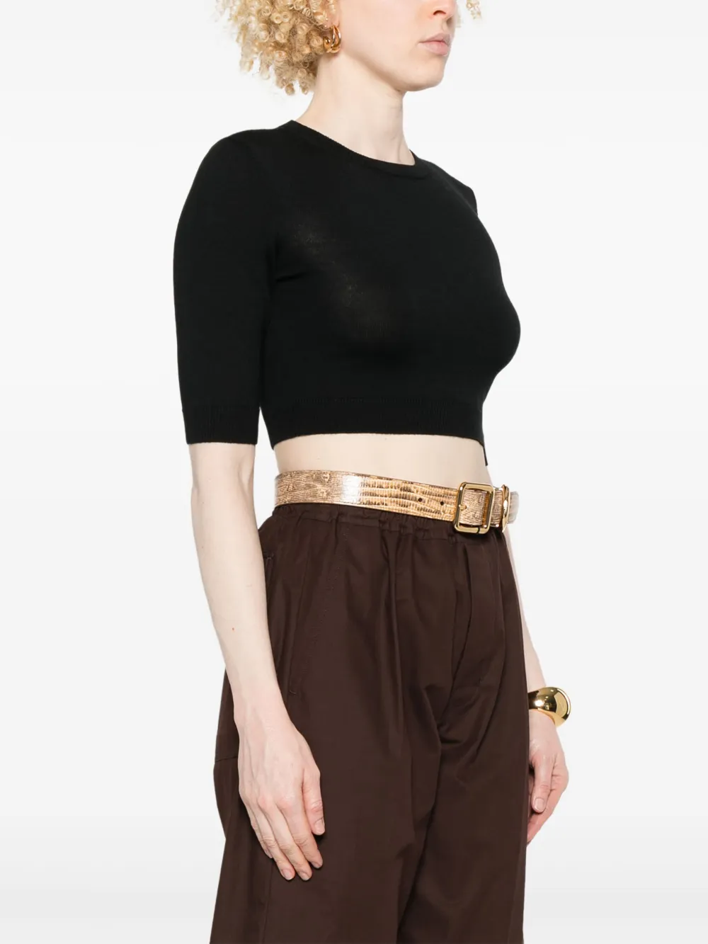 Saint Laurent Wollen cropped top Zwart