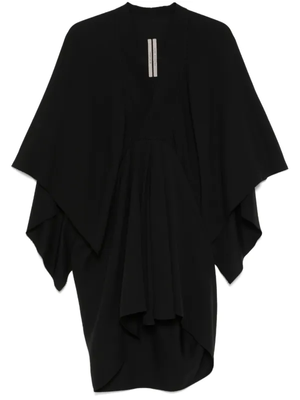 Rick Owens 黒の七分袖ロングワンピース リックオウエンス Rick Owens 07AW ギャザーロングスリーブ