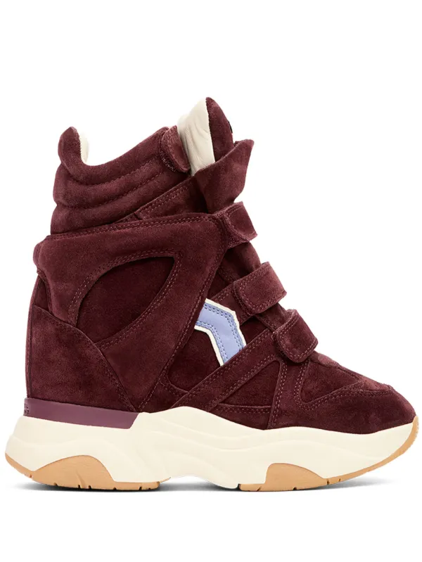 ISABEL MARANT Balskee Suede Panelled Wedge Sneakers Red