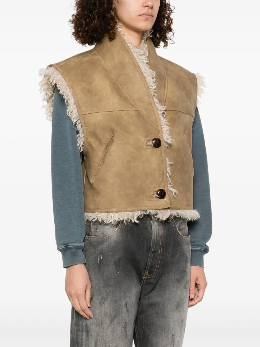 Isabel Marant Étoile Isabel Marant Etoile Shearling Vest In Suede Marant Étoile In Brown